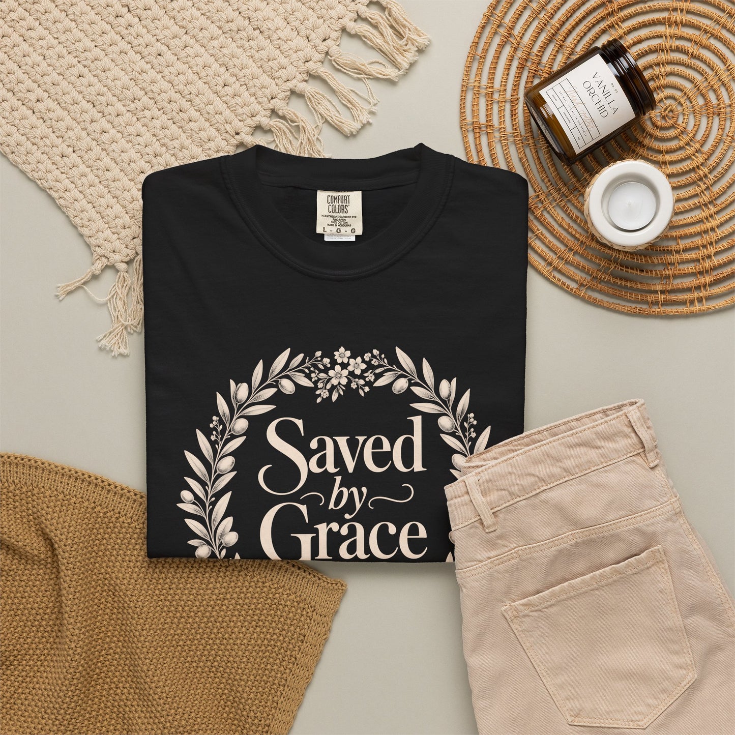 Saved by Grace | Christian T-Shirt for Women | Ephesians 2:8 Floral Tee
