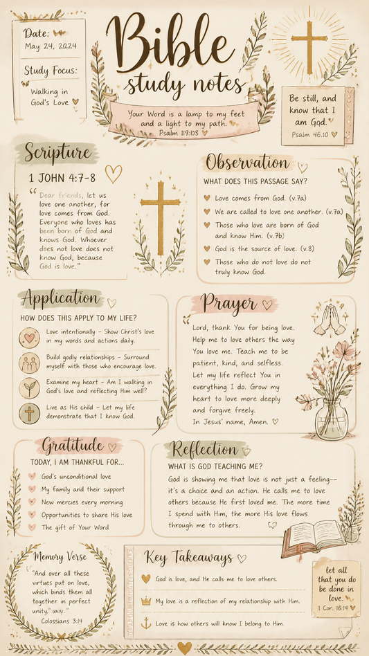 Bible Study Notes on 1 John 4:7-8 | God's Love
