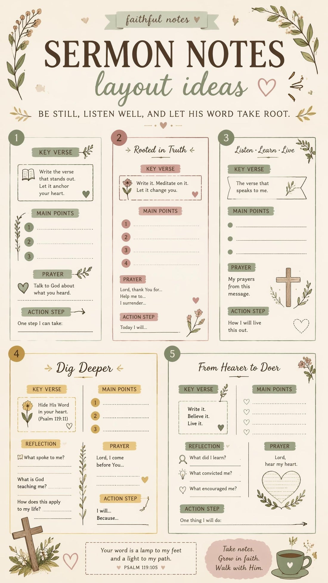 Sermon Notes Layout Ideas to Stay Focused During Church