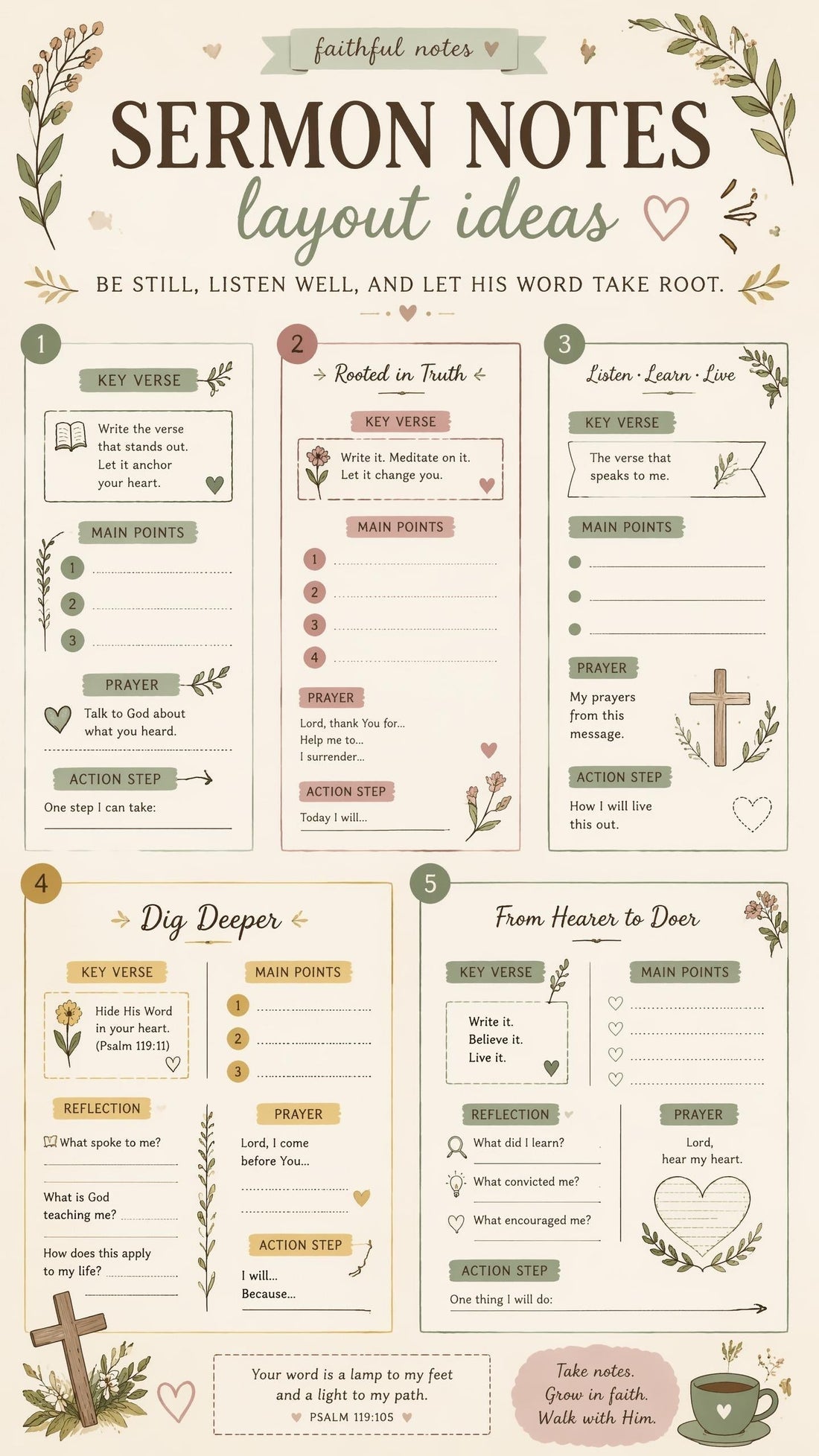 Sermon Notes Layout Ideas to Stay Focused During Church