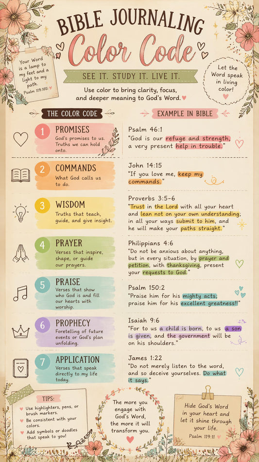 Bible Journaling Color Code Guide for Scripture Study