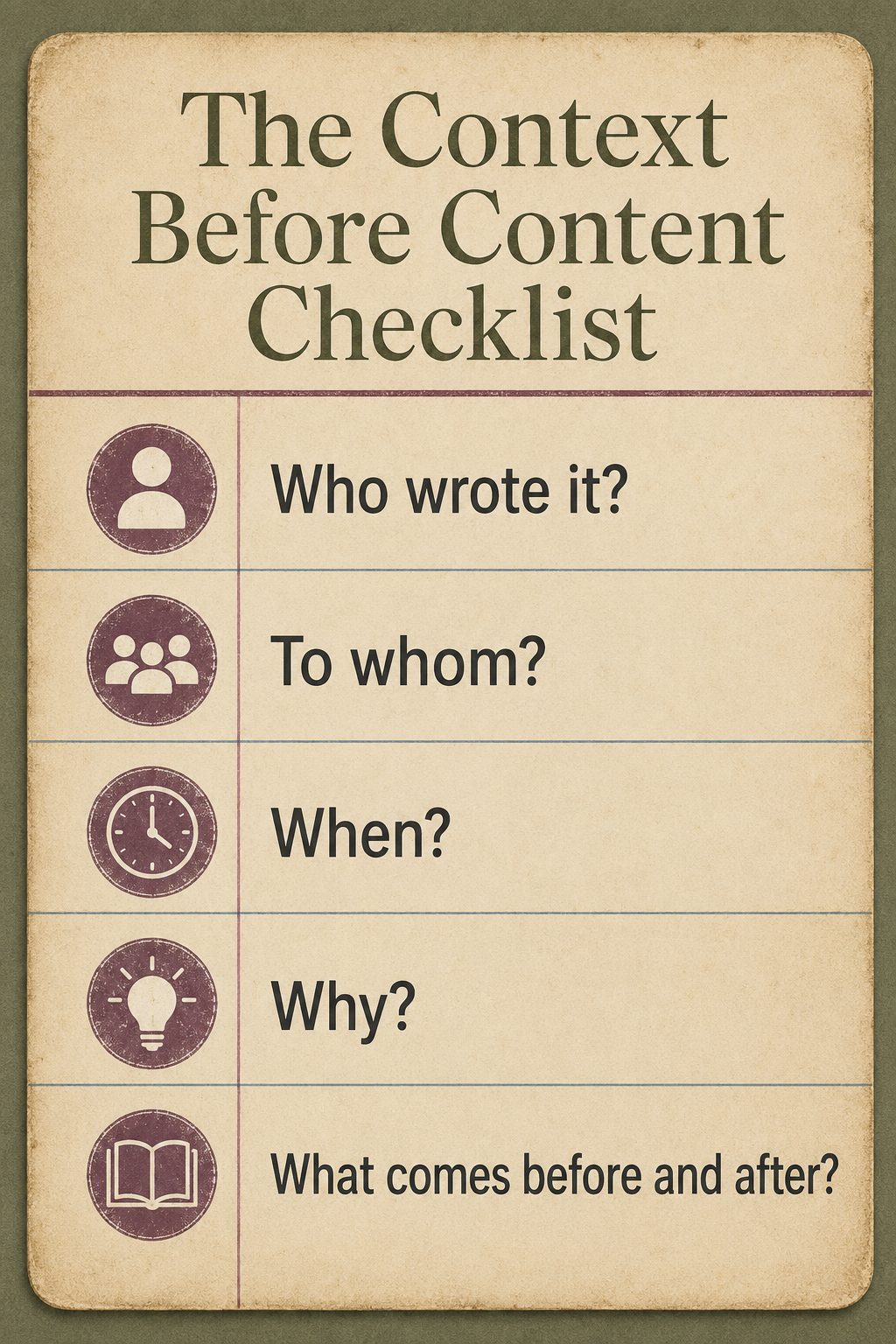 The Context Before Content Bible Study Checklist