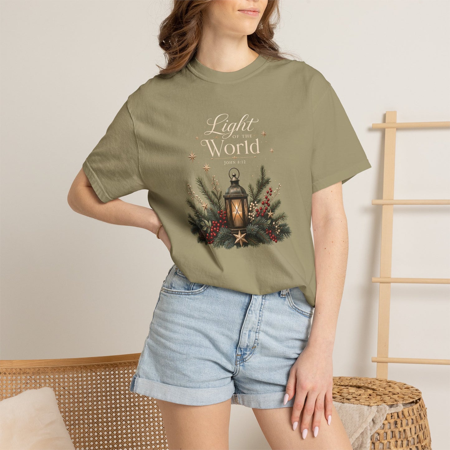 Light of the World | Christian Christmas T-Shirt for Women | John 8:12
