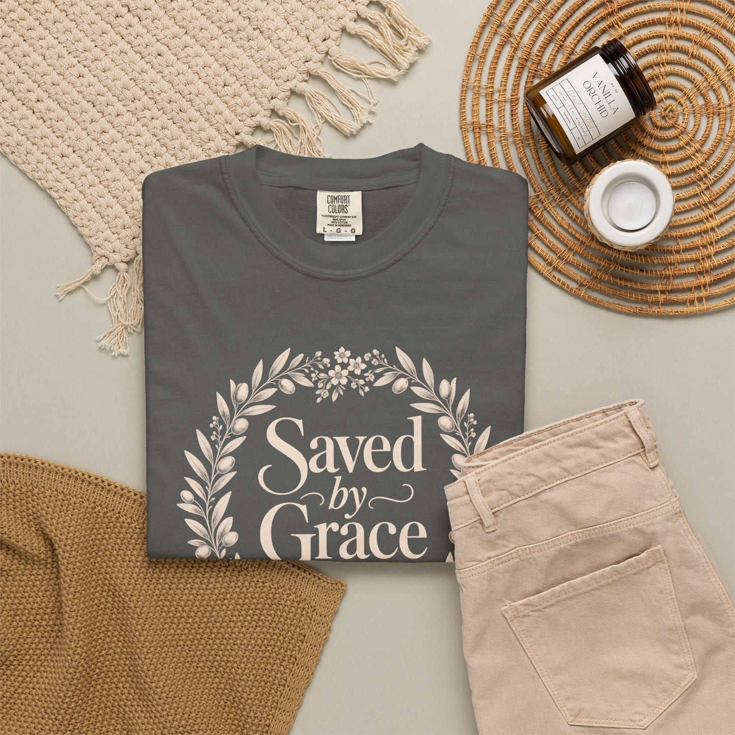 Saved by Grace | Christian T-Shirt for Women | Ephesians 2:8 Floral Tee