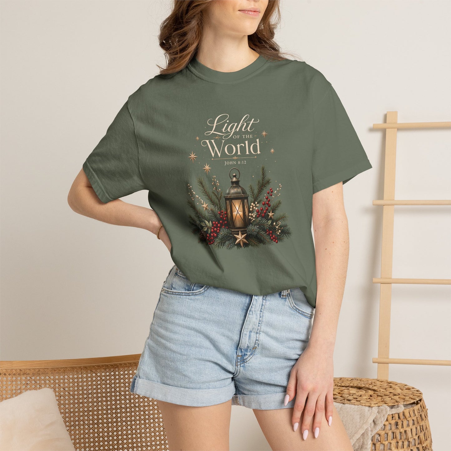 Light of the World | Christian Christmas T-Shirt for Women | John 8:12