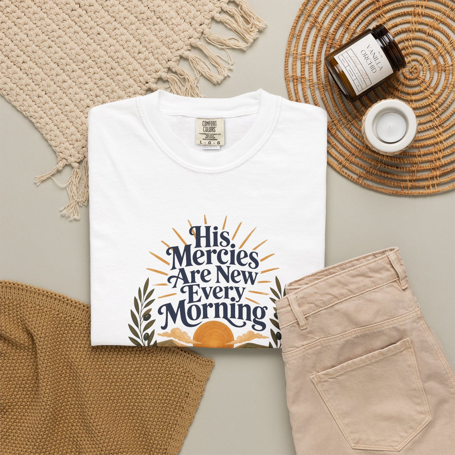 His Mercies Are New Every Morning | Christian T-Shirt for Women | Lamentations 3:22–23