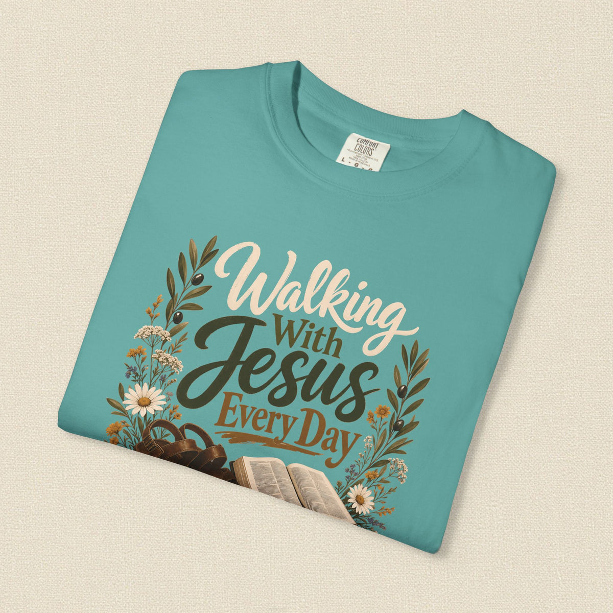 Walking With Jesus Every Day | Christian T-Shirt for Women