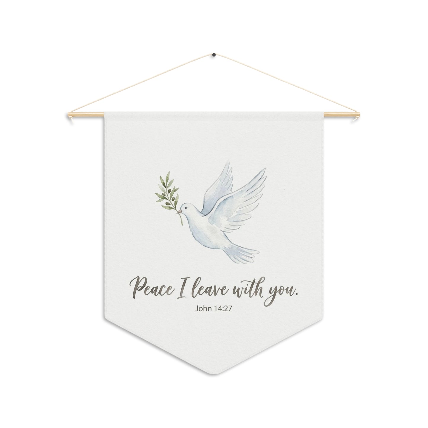 John 14:27 Wall Banner, "Peace I Leave With You" Pennant, Dove & Olive Branch