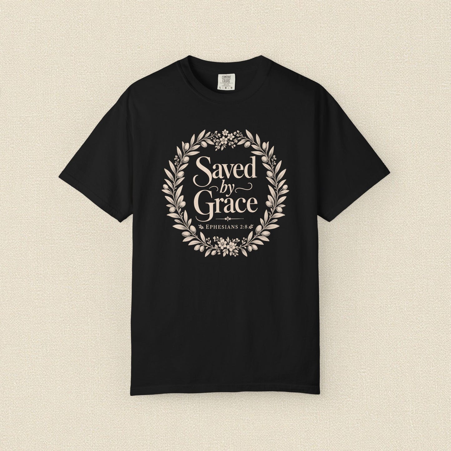 Saved by Grace | Christian T-Shirt for Women | Ephesians 2:8 Floral Tee