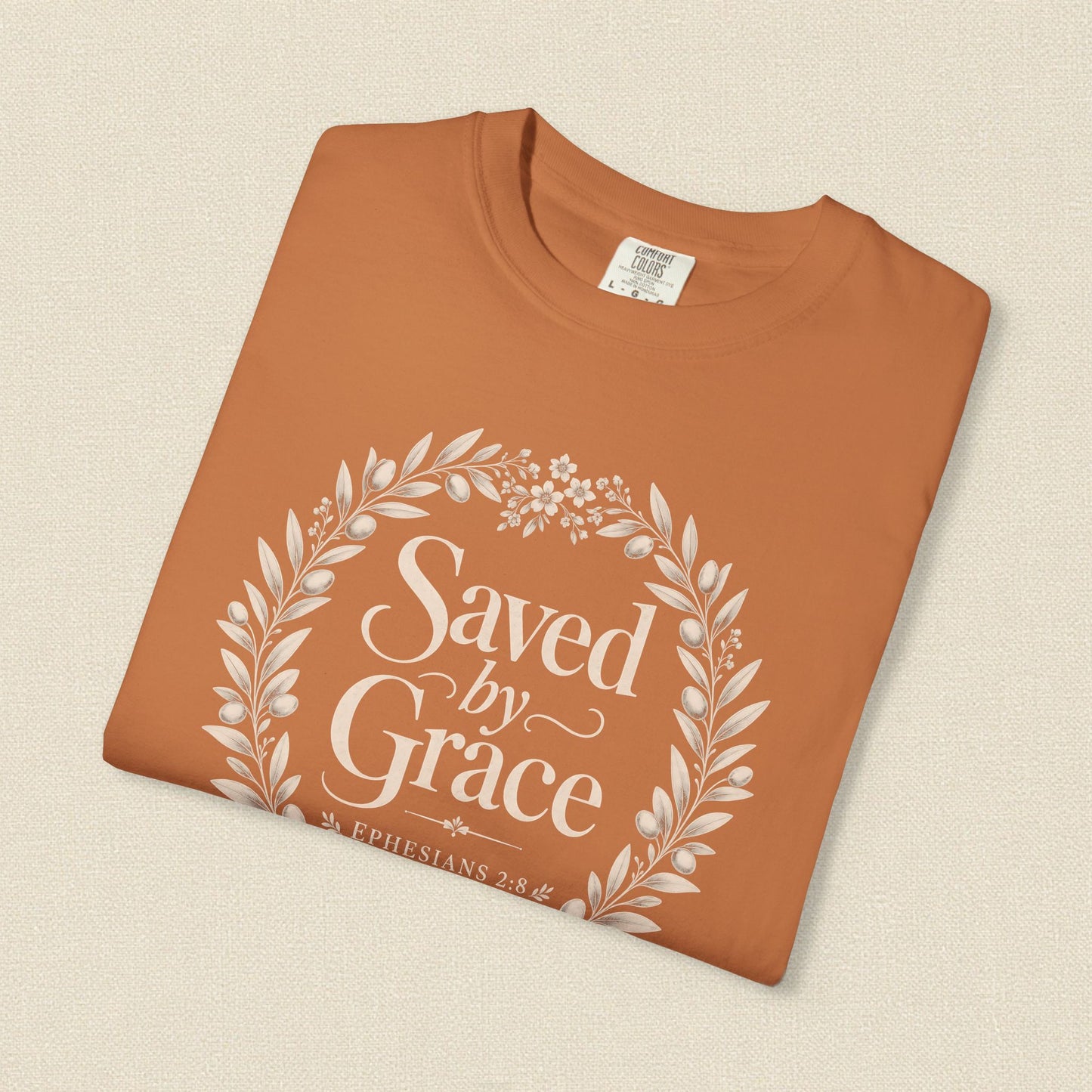 Saved by Grace | Christian T-Shirt for Women | Ephesians 2:8 Floral Tee