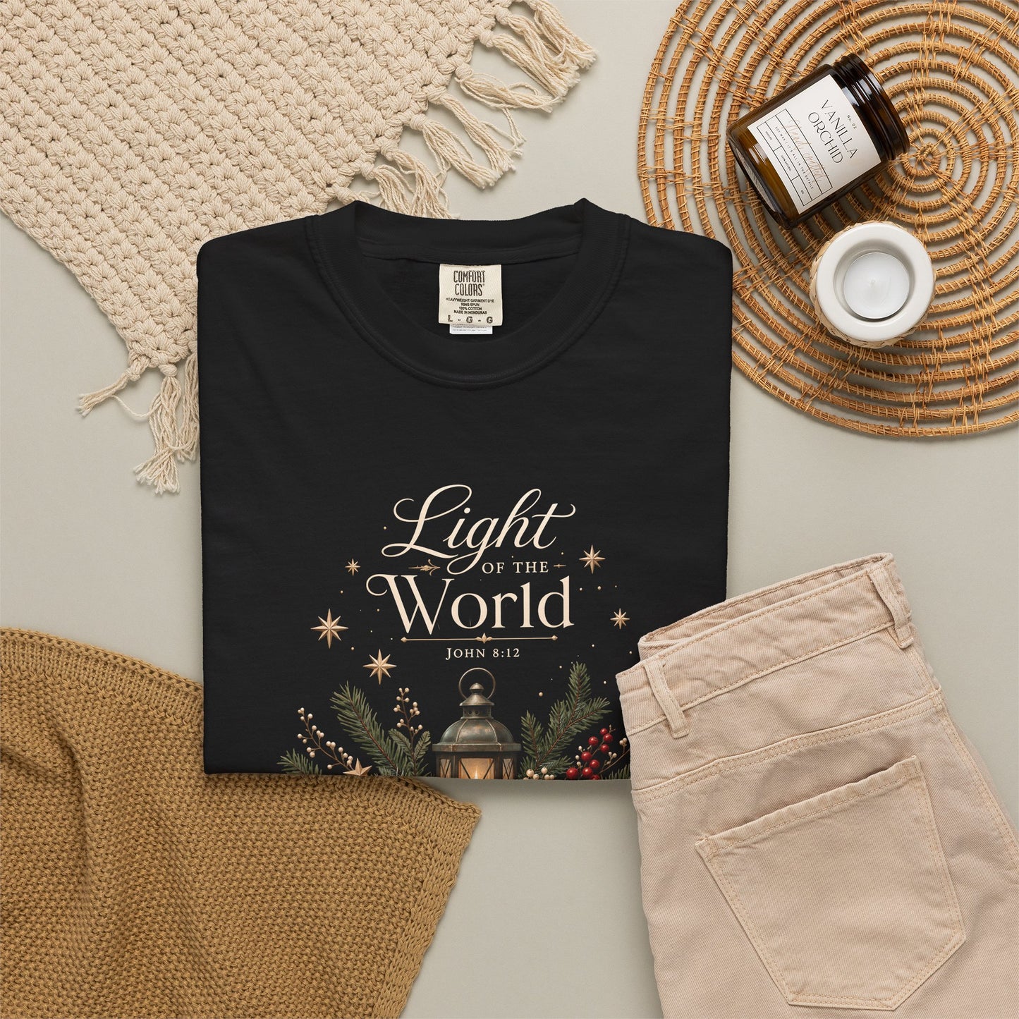 Light of the World | Christian Christmas T-Shirt for Women | John 8:12