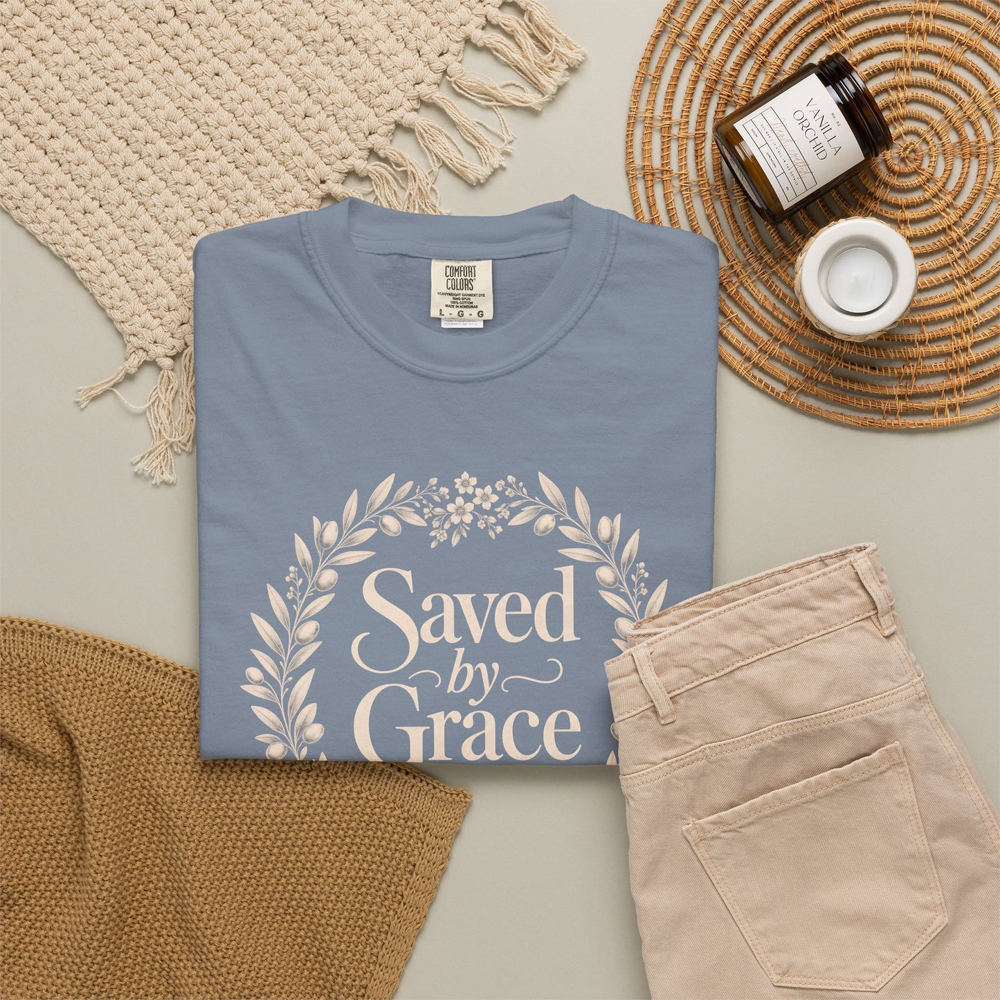Saved by Grace | Christian T-Shirt for Women | Ephesians 2:8 Floral Tee