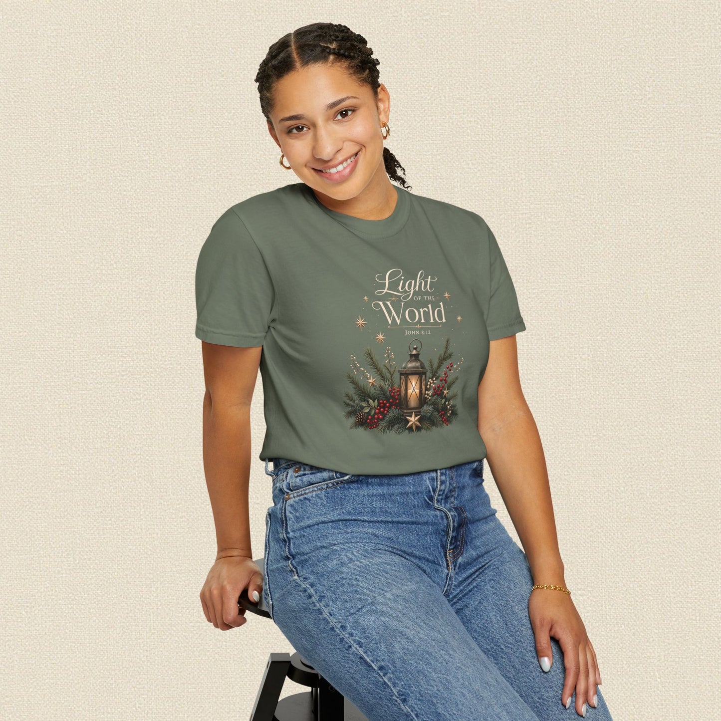 Light of the World | Christian Christmas T-Shirt for Women | John 8:12