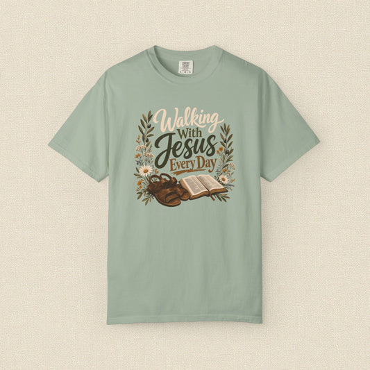 Walking With Jesus Every Day | Christian T-Shirt for Women