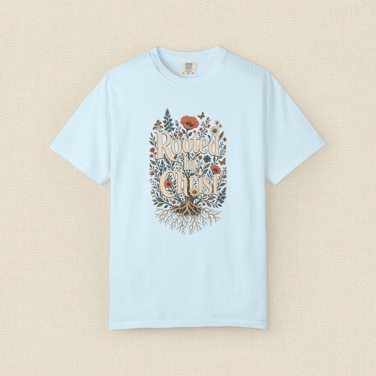 Rooted in Christ | Christian T-Shirt for Women | Colossians 2:7