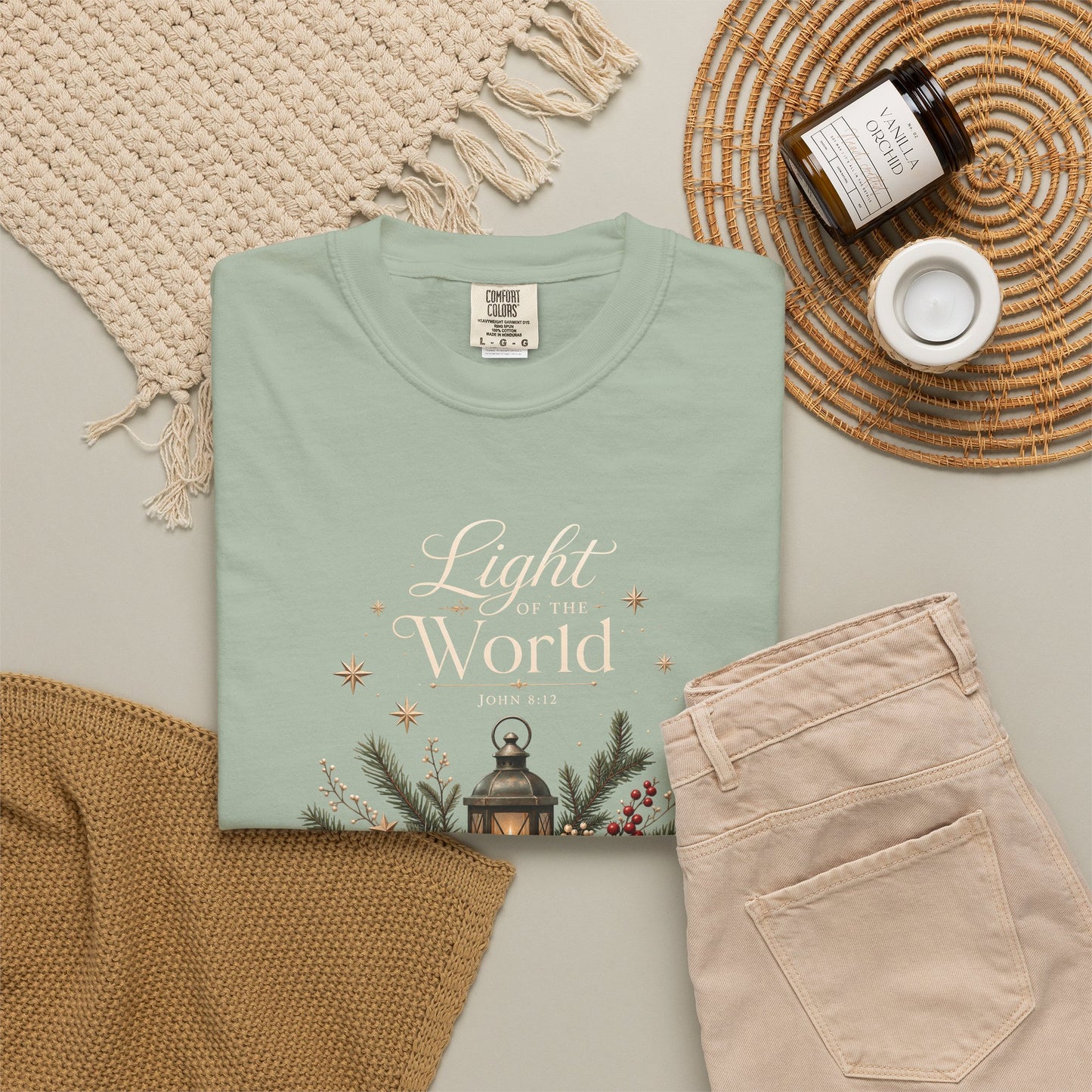 Light of the World | Christian Christmas T-Shirt for Women | John 8:12