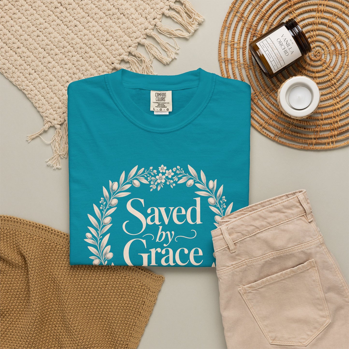 Saved by Grace | Christian T-Shirt for Women | Ephesians 2:8 Floral Tee