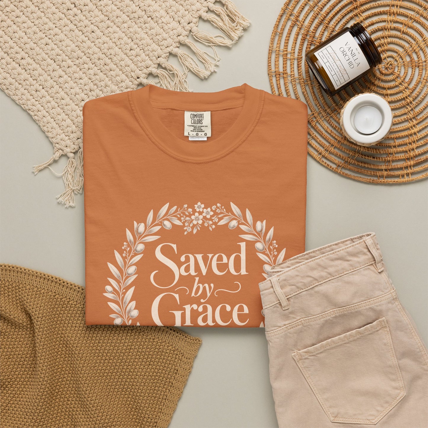 Saved by Grace | Christian T-Shirt for Women | Ephesians 2:8 Floral Tee
