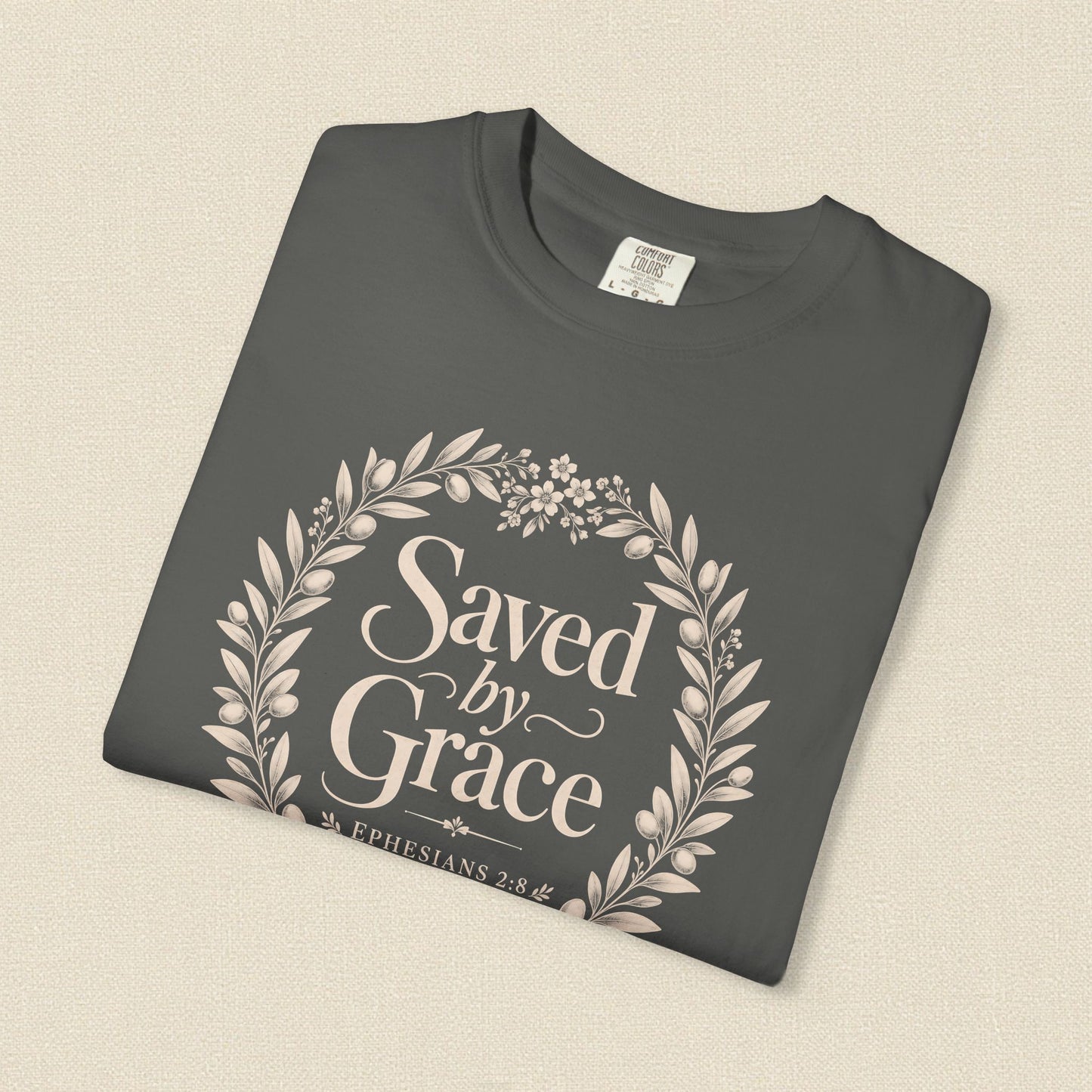 Saved by Grace | Christian T-Shirt for Women | Ephesians 2:8 Floral Tee
