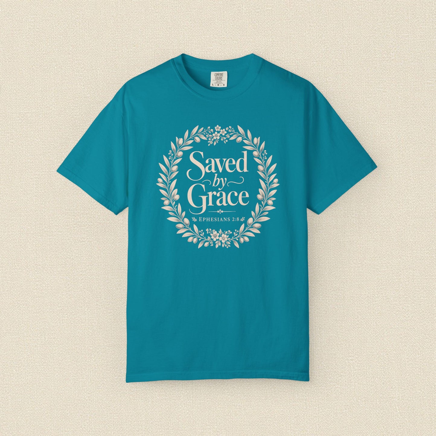 Saved by Grace | Christian T-Shirt for Women | Ephesians 2:8 Floral Tee