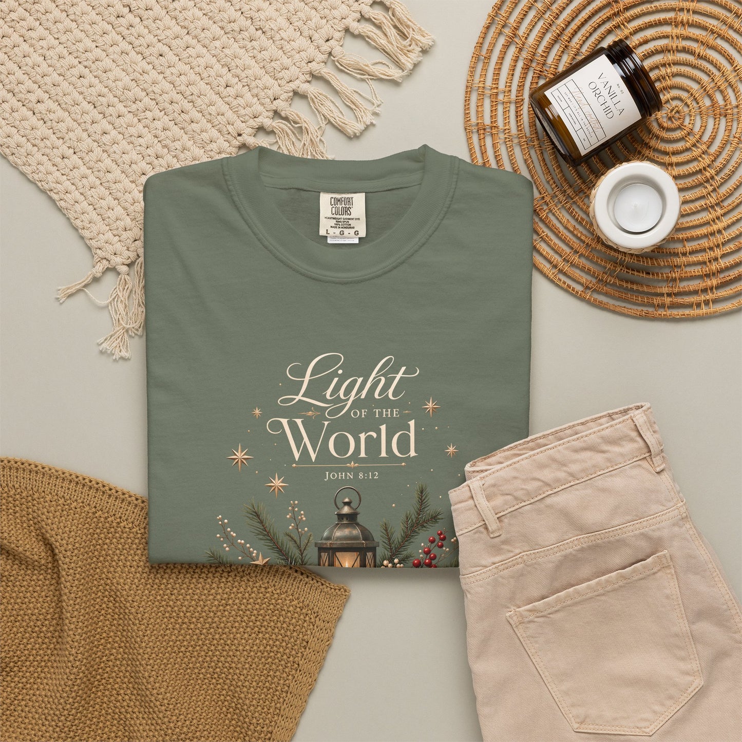 Light of the World | Christian Christmas T-Shirt for Women | John 8:12