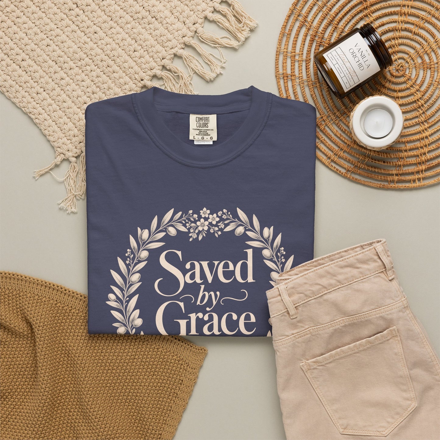 Saved by Grace | Christian T-Shirt for Women | Ephesians 2:8 Floral Tee