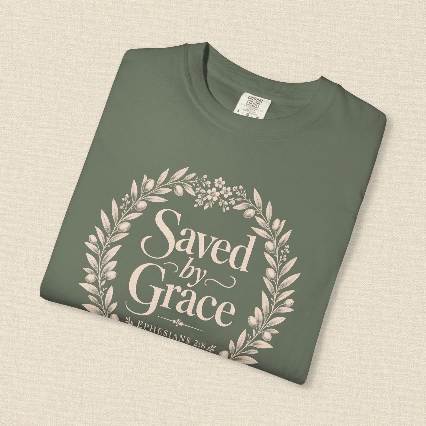 Saved by Grace | Christian T-Shirt for Women | Ephesians 2:8 Floral Tee