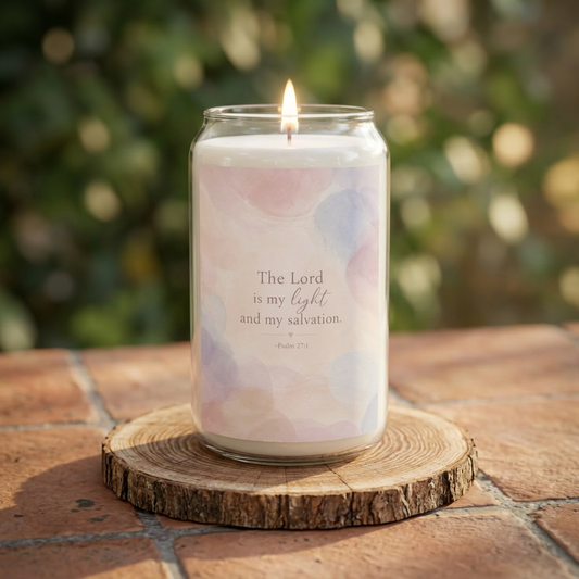 Psalm 27:1 Soy Candle, "The Lord is my light and my salvation" Inspirational Scripture (13.75oz)