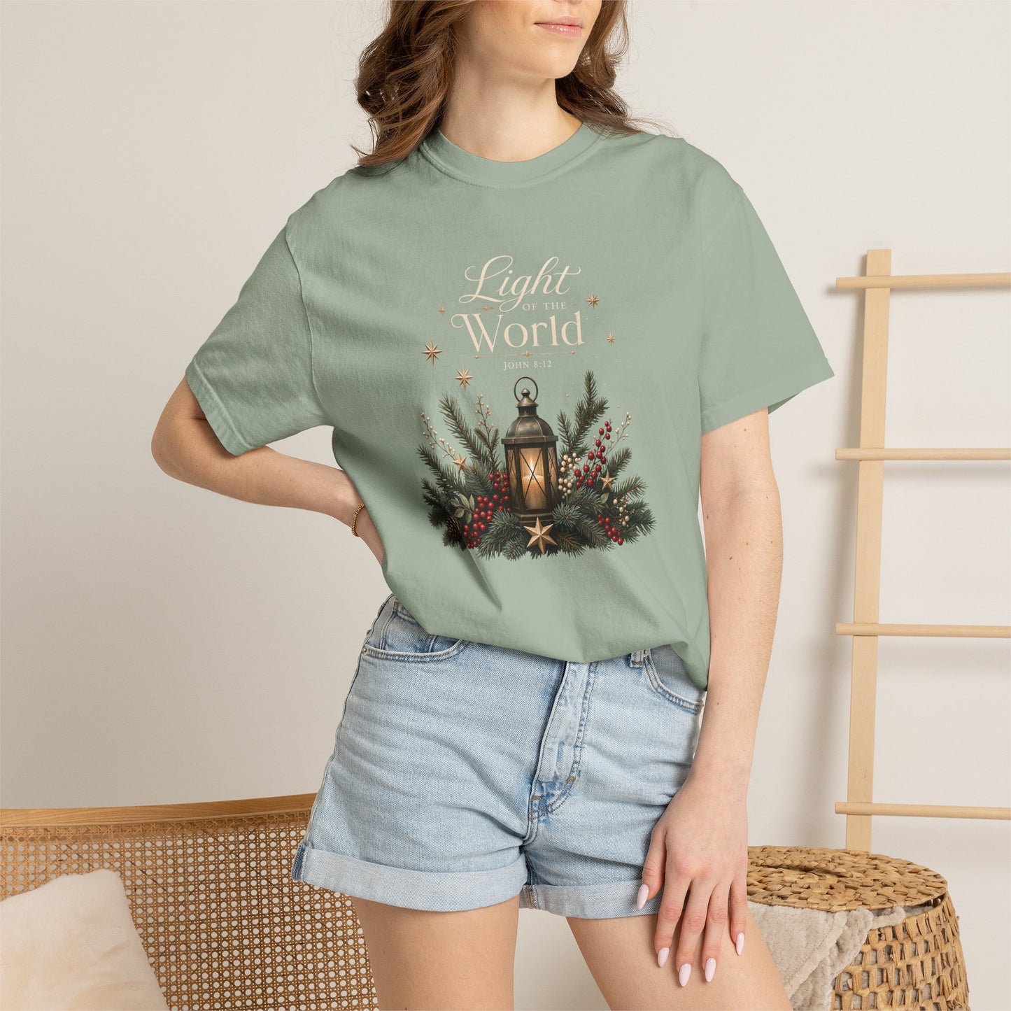Light of the World | Christian Christmas T-Shirt for Women | John 8:12