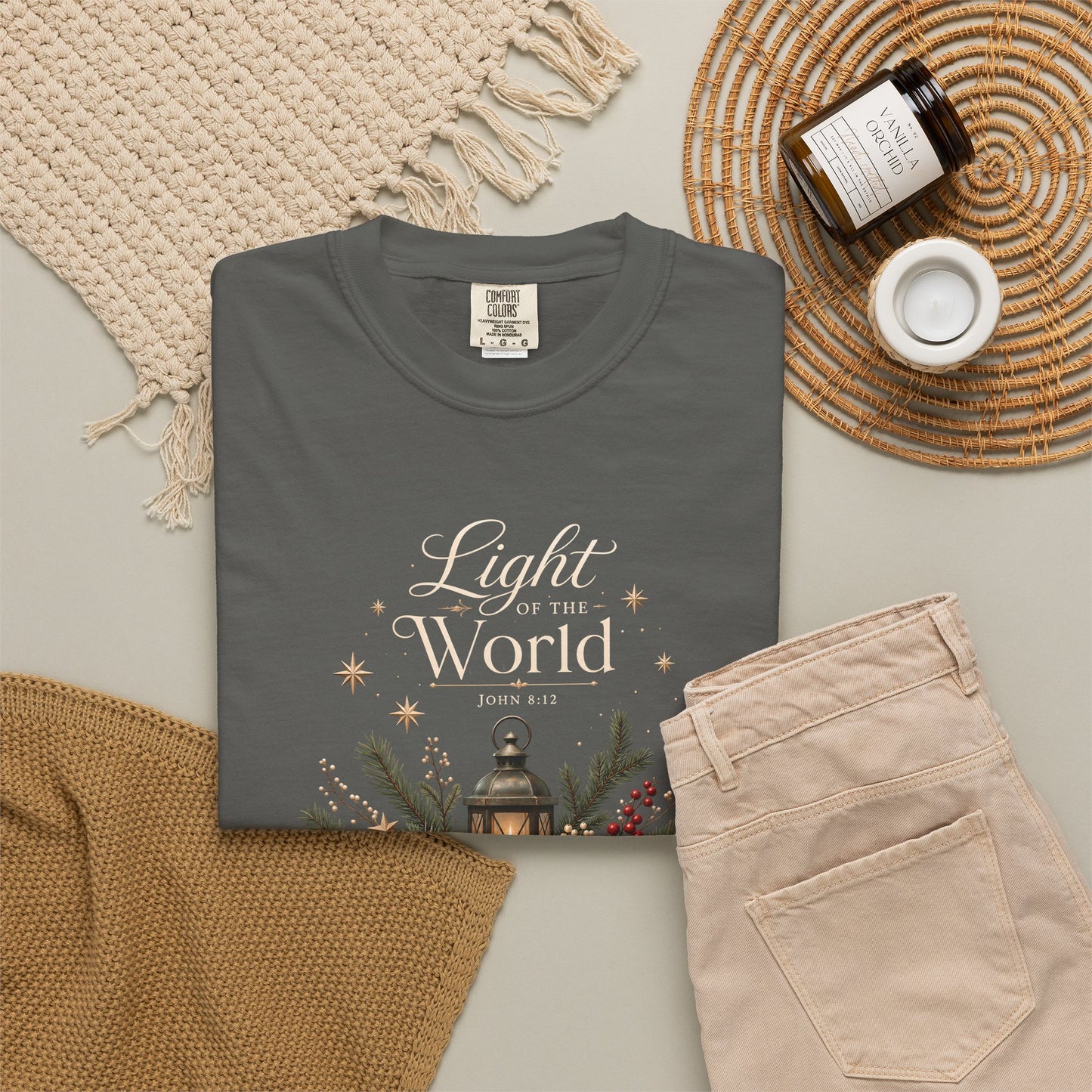 Light of the World | Christian Christmas T-Shirt for Women | John 8:12