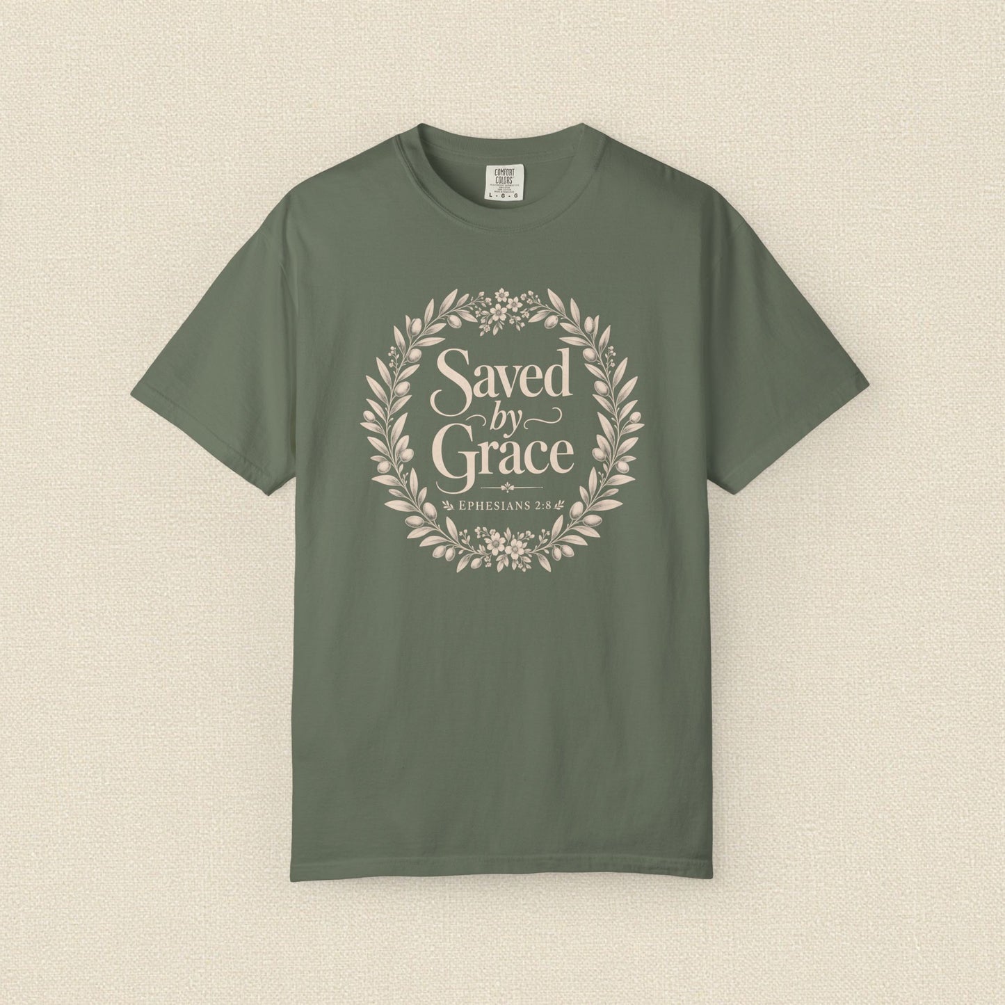 Saved by Grace | Christian T-Shirt for Women | Ephesians 2:8 Floral Tee