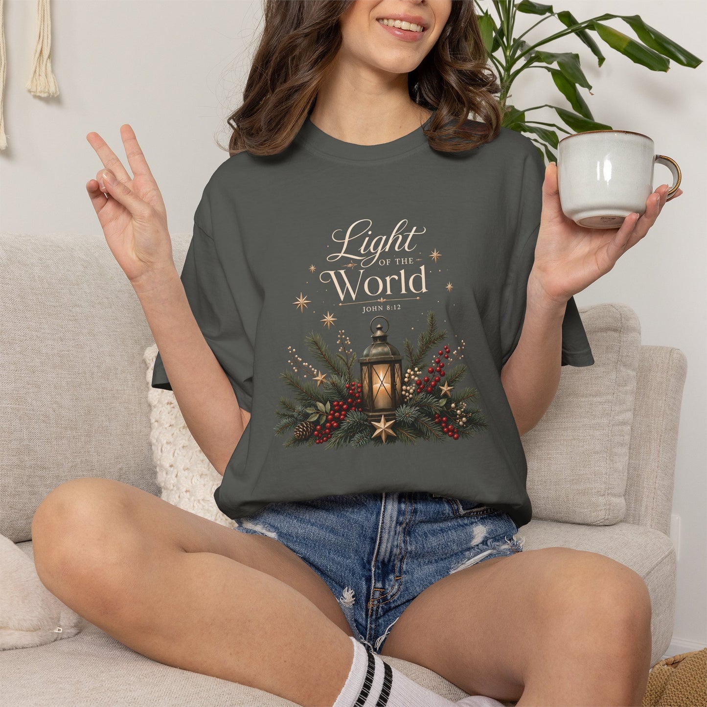 Light of the World | Christian Christmas T-Shirt for Women | John 8:12