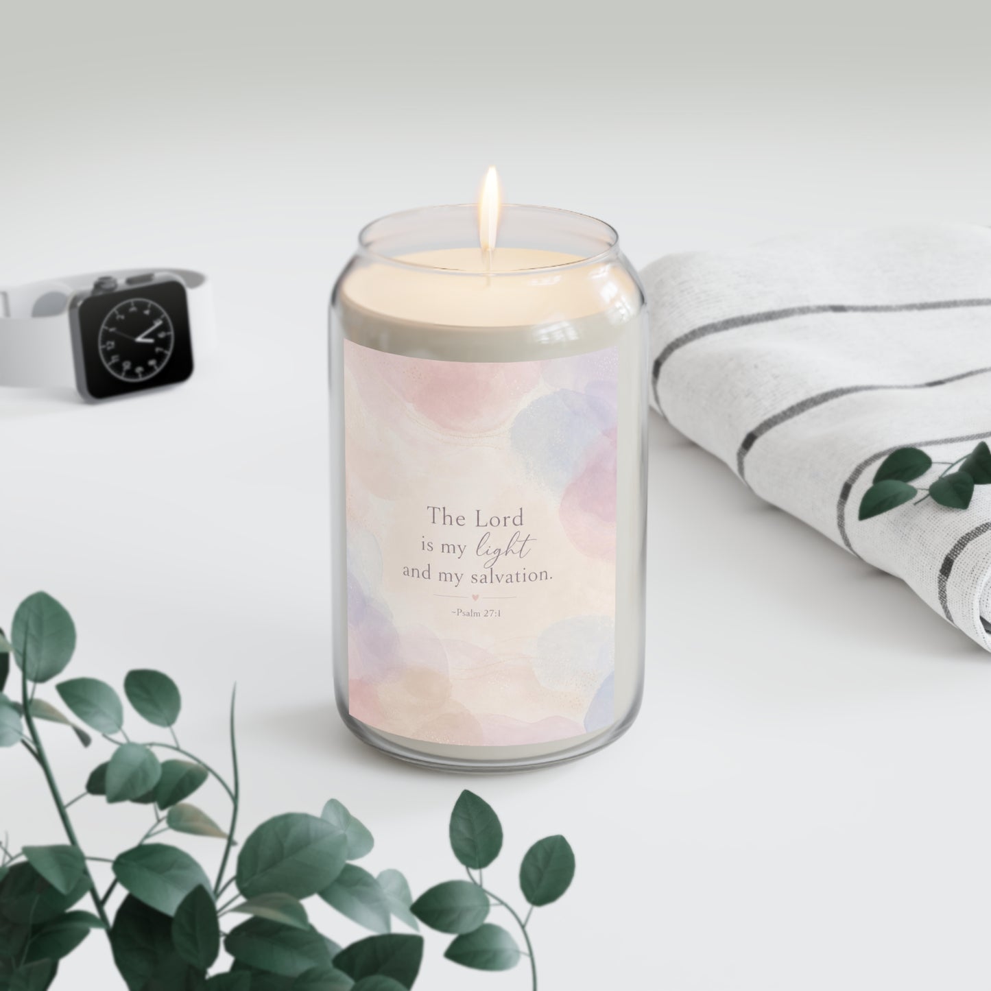 Psalm 27:1 Soy Candle, "The Lord is my light and my salvation" Inspirational Scripture (13.75oz)