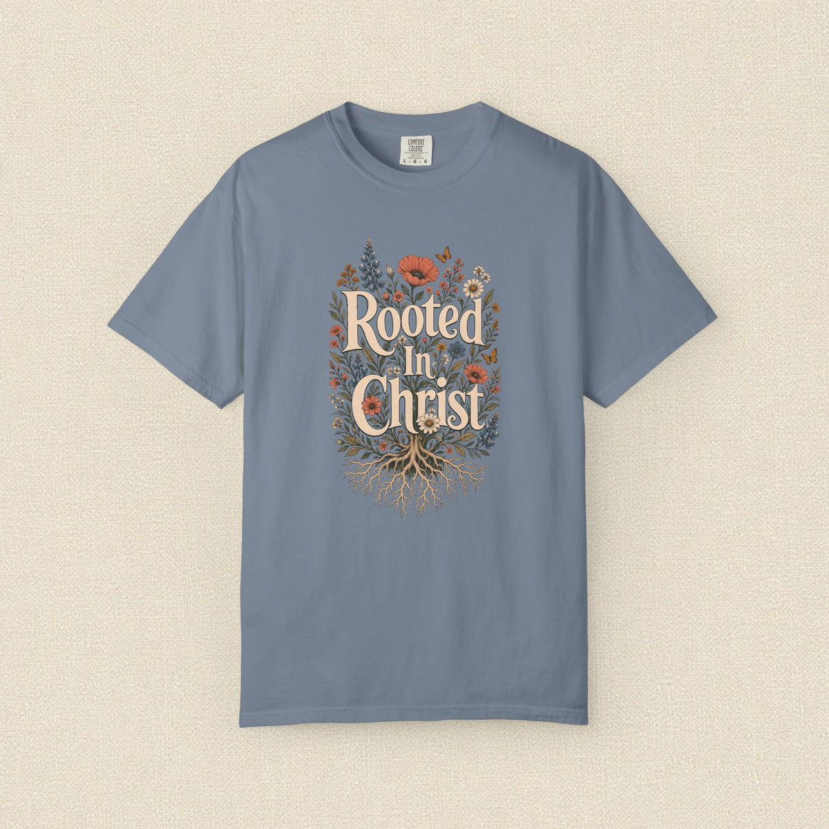 Rooted in Christ | Christian T-Shirt for Women | Colossians 2:7
