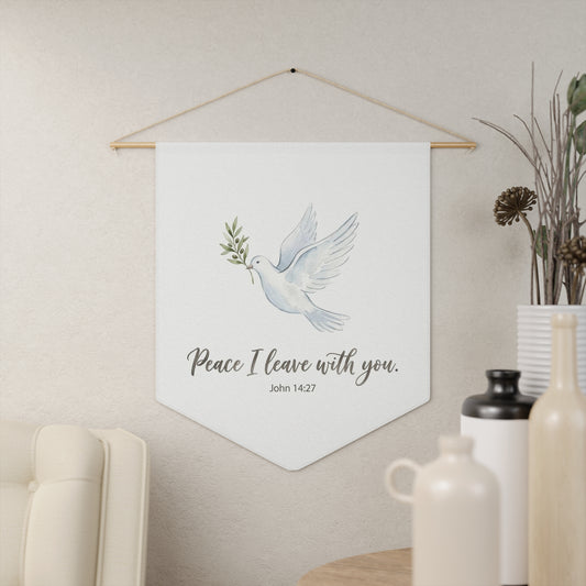 John 14:27 Wall Banner, "Peace I Leave With You" Pennant, Dove & Olive Branch