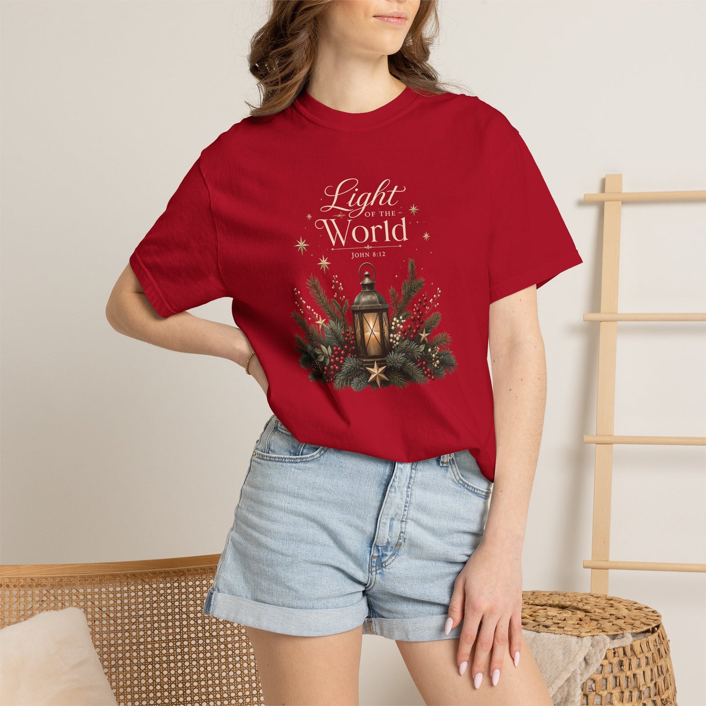 Light of the World | Christian Christmas T-Shirt for Women | John 8:12
