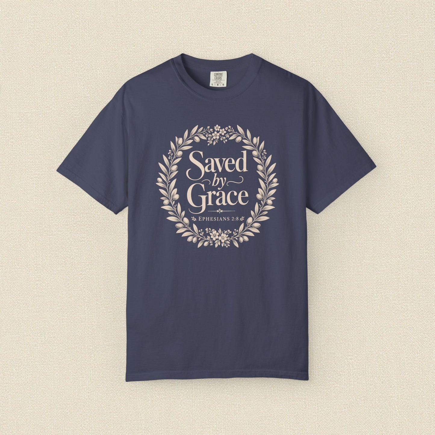 Saved by Grace | Christian T-Shirt for Women | Ephesians 2:8 Floral Tee