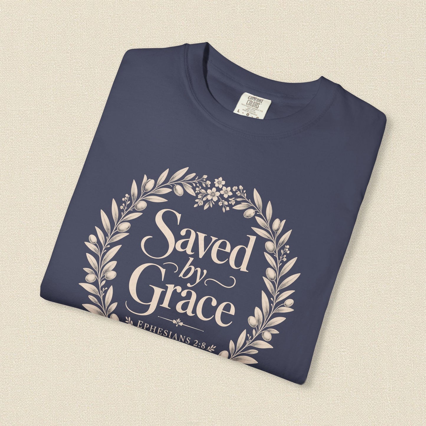 Saved by Grace | Christian T-Shirt for Women | Ephesians 2:8 Floral Tee