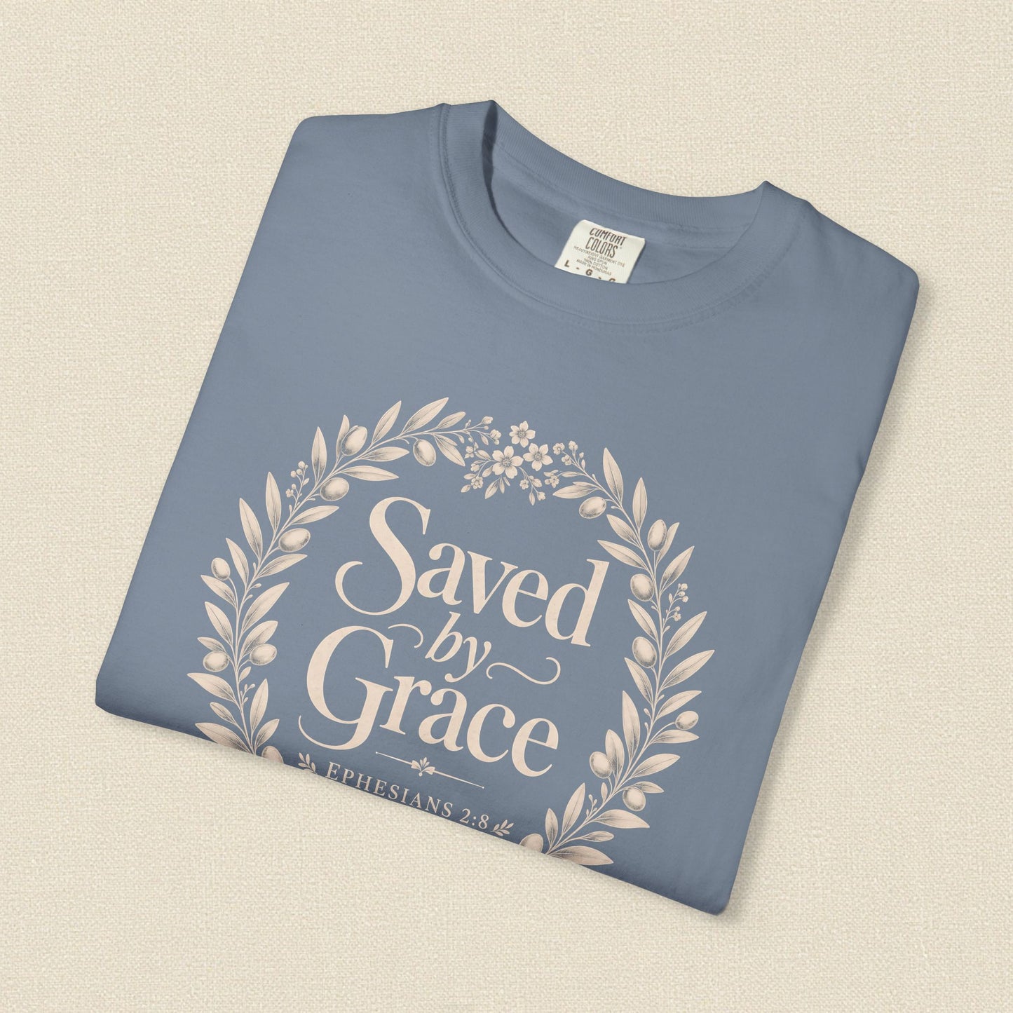 Saved by Grace | Christian T-Shirt for Women | Ephesians 2:8 Floral Tee