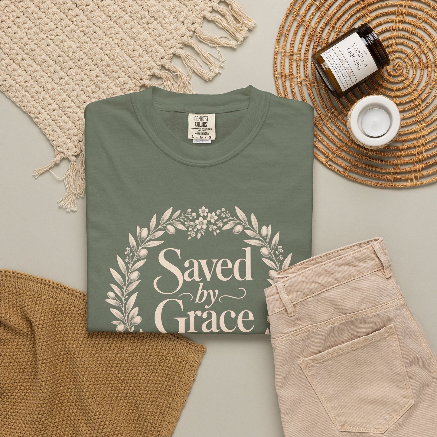 Saved by Grace | Christian T-Shirt for Women | Ephesians 2:8 Floral Tee