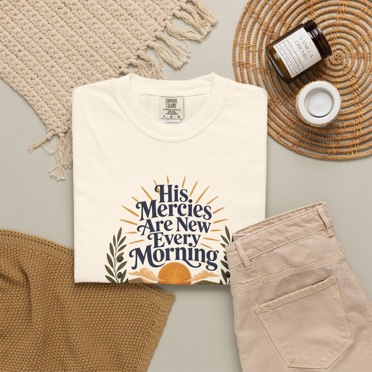 His Mercies Are New Every Morning | Christian T-Shirt for Women | Lamentations 3:22–23
