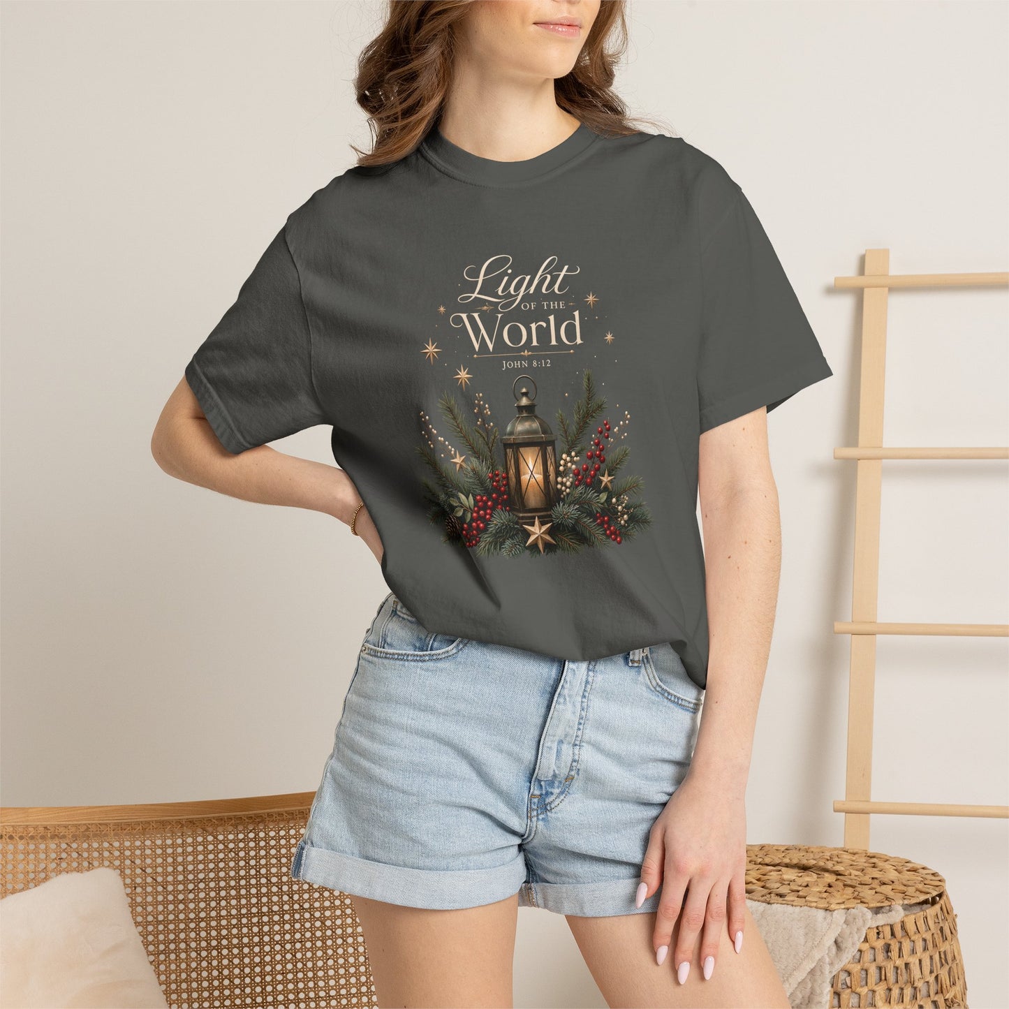 Light of the World | Christian Christmas T-Shirt for Women | John 8:12