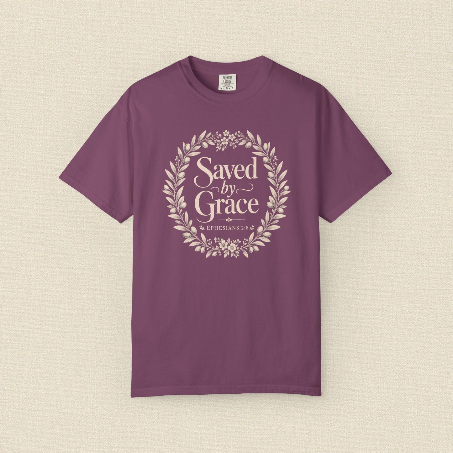 Saved by Grace | Christian T-Shirt for Women | Ephesians 2:8 Floral Tee
