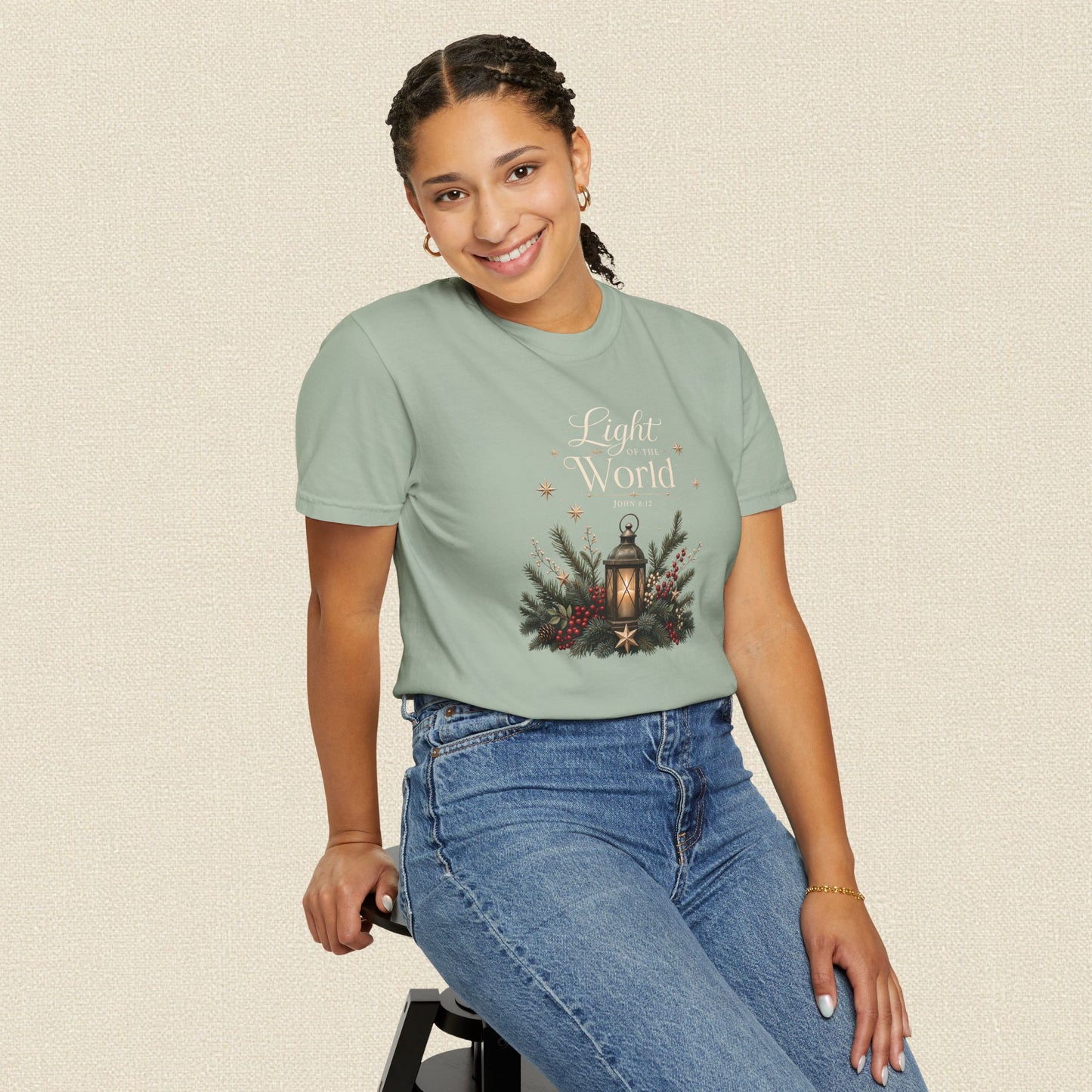 Light of the World | Christian Christmas T-Shirt for Women | John 8:12