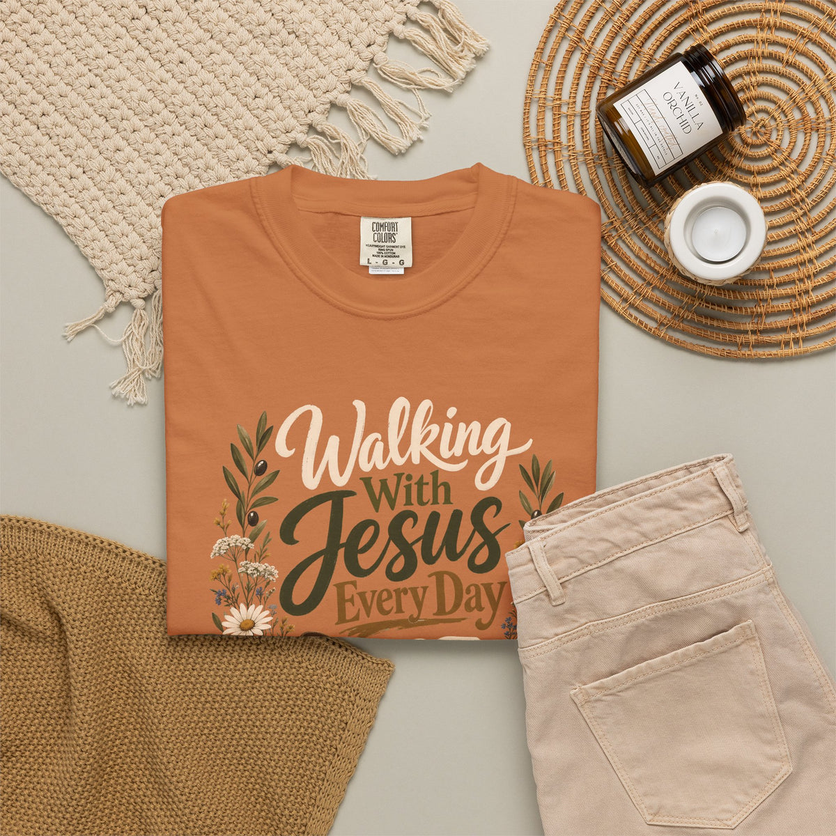 Walking With Jesus Every Day | Christian T-Shirt for Women