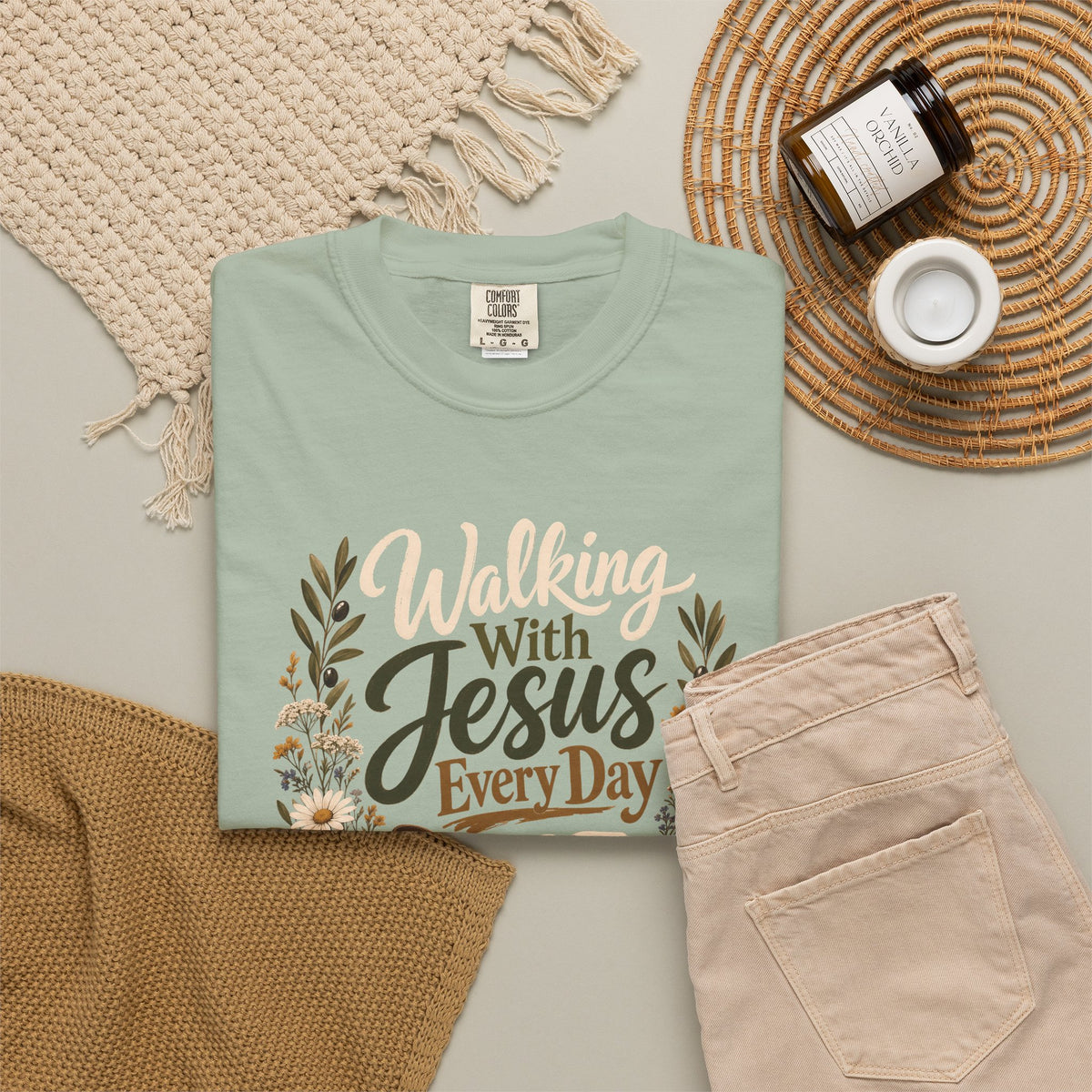 Walking With Jesus Every Day | Christian T-Shirt for Women