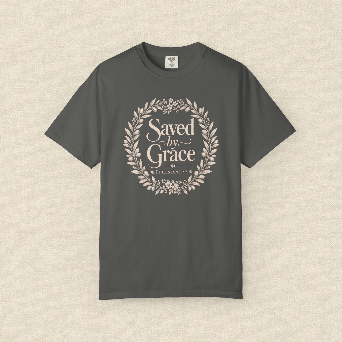 Saved by Grace | Christian T-Shirt for Women | Ephesians 2:8 Floral Tee