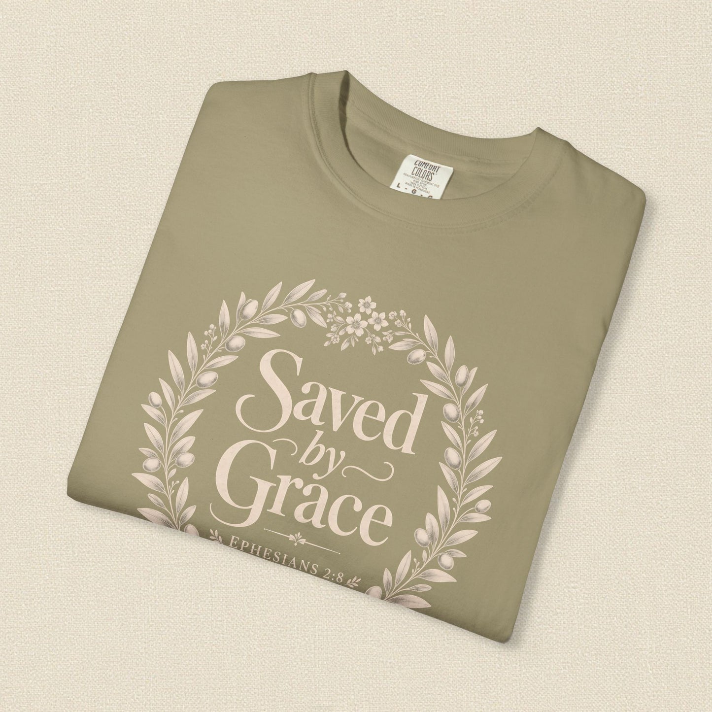 Saved by Grace | Christian T-Shirt for Women | Ephesians 2:8 Floral Tee