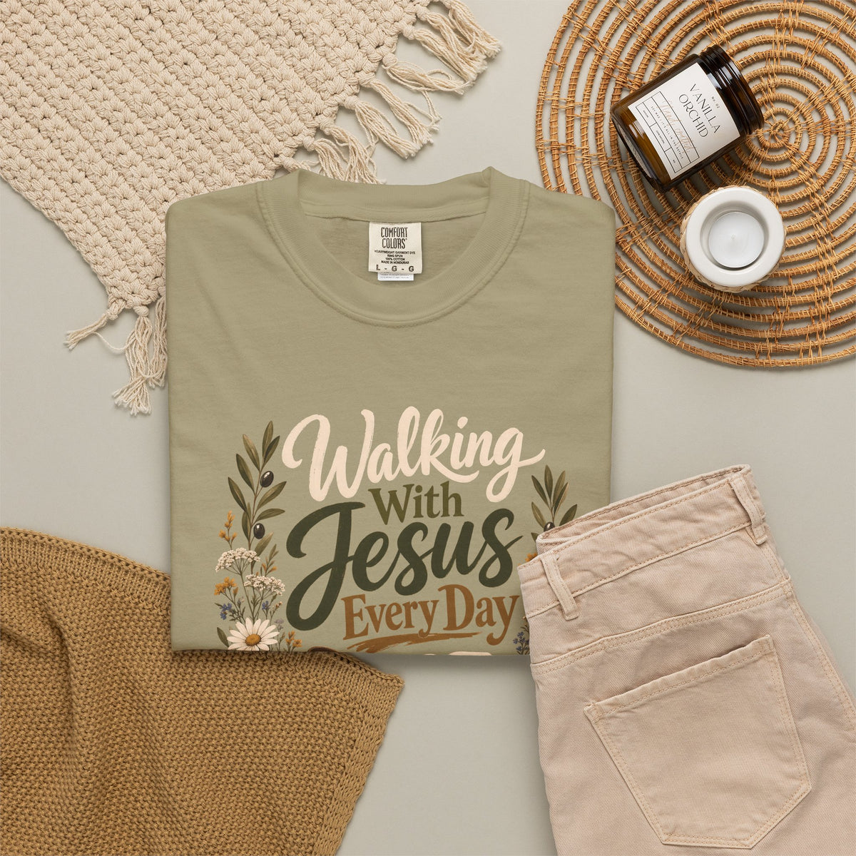 Walking With Jesus Every Day | Christian T-Shirt for Women