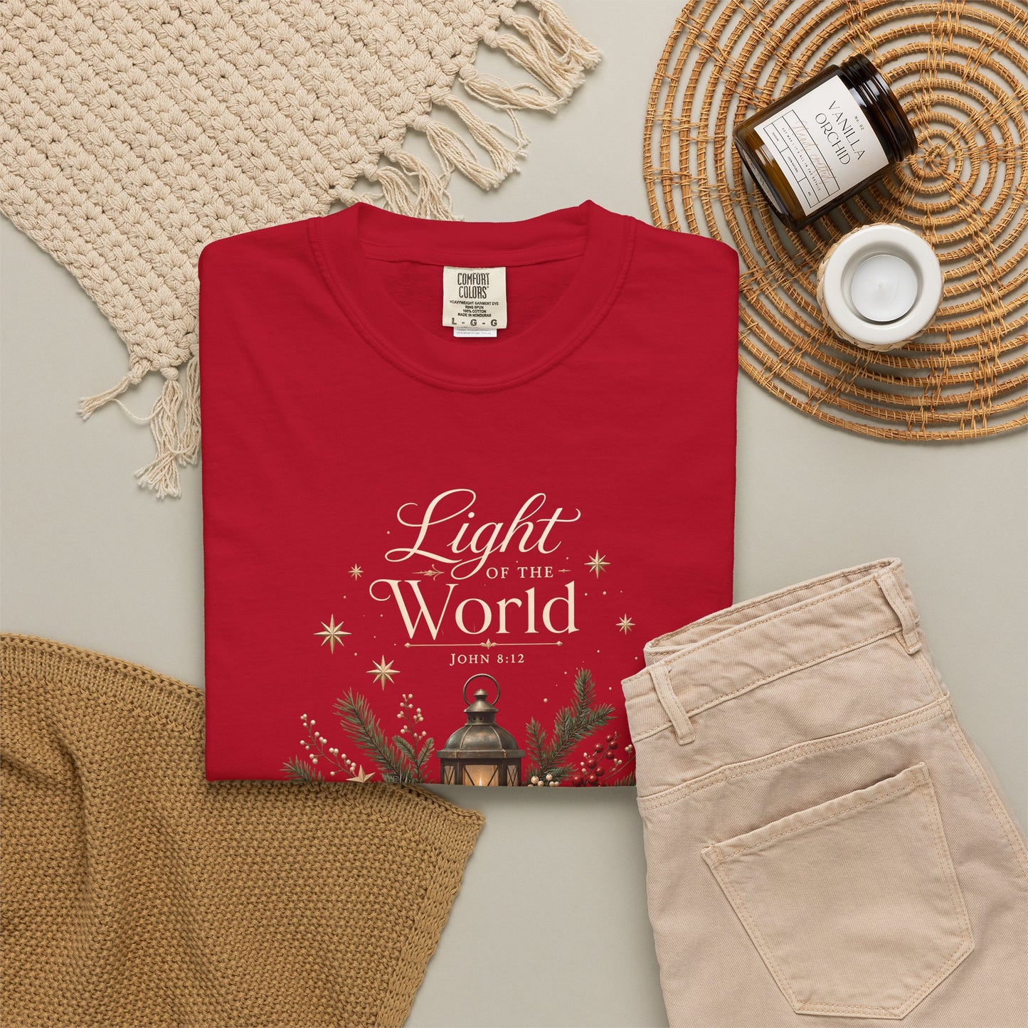 Light of the World | Christian Christmas T-Shirt for Women | John 8:12
